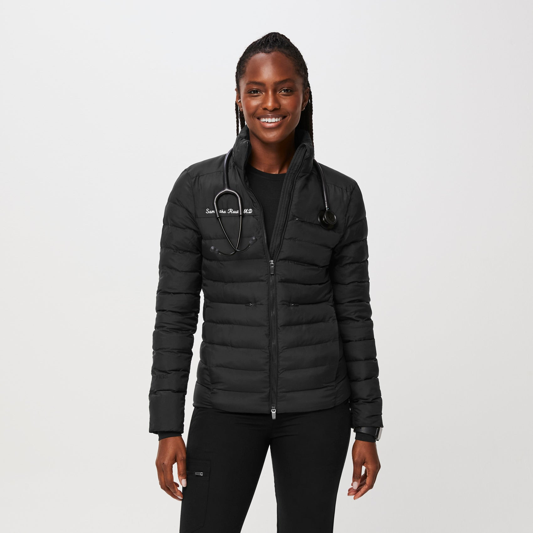 Women’s On-Shift™ Packable Puffer Jacket - Black · FIGS | FIGS