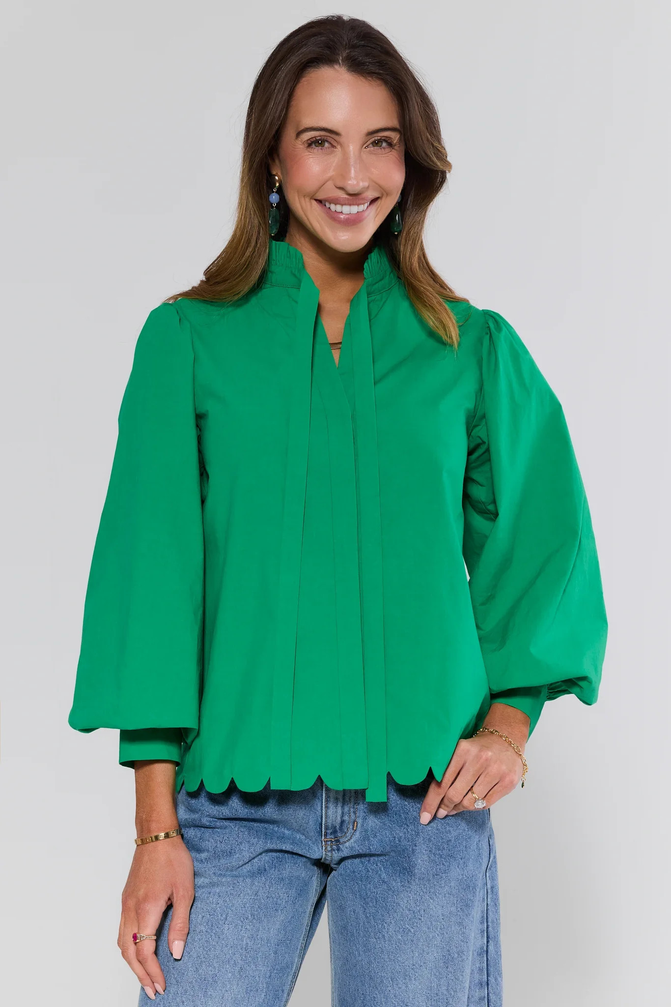 Sawyer Green Puff Sleeve Top | Avara