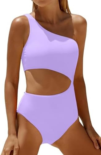 Women's One Piece Swimsuit- One Shoulder Bathing Suit Cutout Tummy Control Swimwear | Amazon (US)