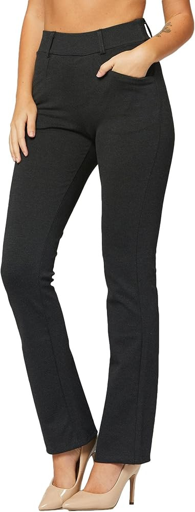 Conceited Women's Premium Stretch Bootcut Dress Pants with Pockets - Wear to Work - Ponte Treggin... | Amazon (US)