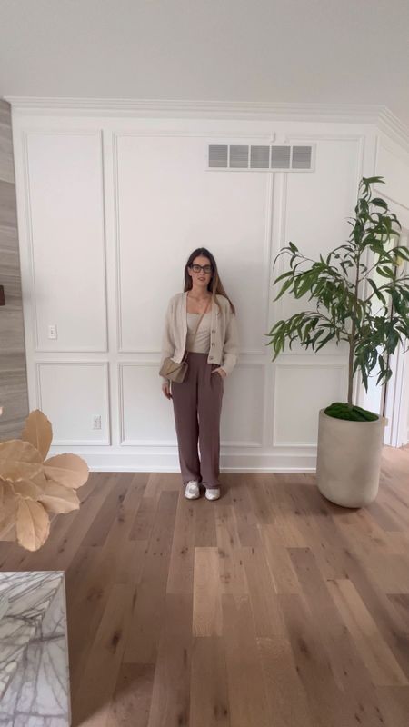  Wirral casual outfit   I’m obsessed with the styles, colors and fabrics. 

Wearing Small in top and bottom 

Aritzia. Aritzia find. Neutral style. Neutral aesthetic. Neutral clothes. Woman’s outfit. Contour top. Wide leg pant  

#LTKworkwear #LTKSeasonal #LTKstyletip