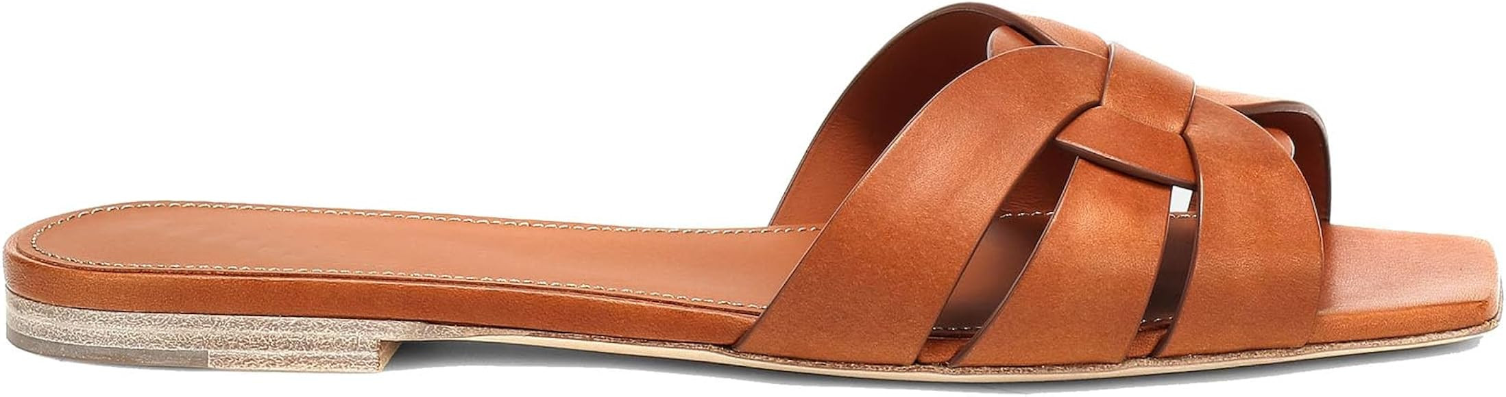 THESHY Women's Flat Sandals Square Toe Patent Leather Comfortable Slip on Slippers Casual Summer ... | Amazon (US)