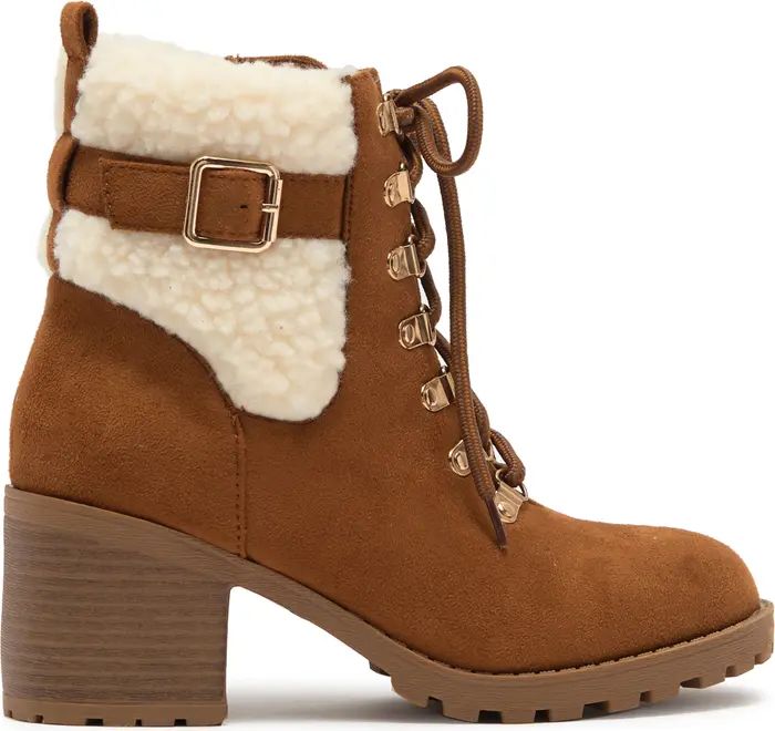 Pluto Faux Shearling Cuff Lug Sole Bootie | Nordstrom Rack