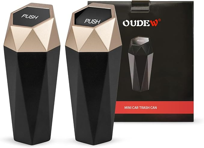 OUDEW Car Trash Can with Lid, New Car Dustbin Diamond Design, Leakproof Vehicle Trash Bin, Mini G... | Amazon (US)