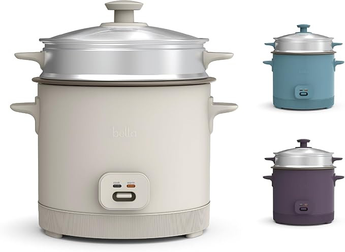 bella 16 Cup Rice Cooker with Steamer, Dishwasher Safe Steaming Basket, Rice Paddle and Measuring... | Amazon (US)