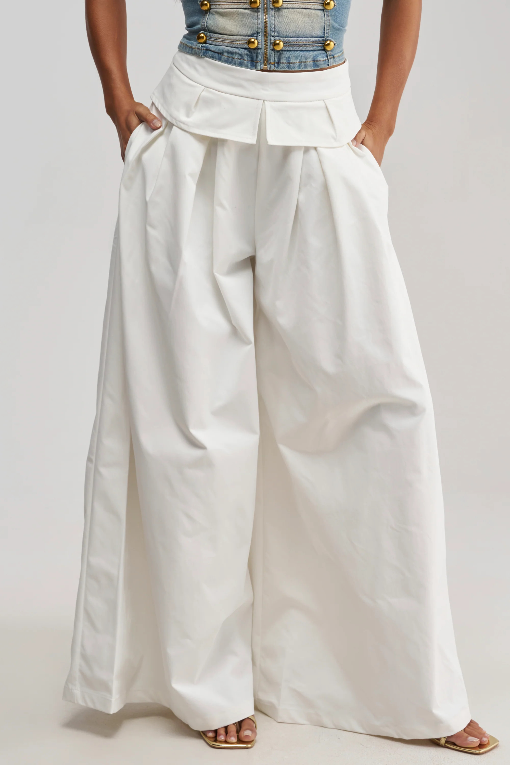 White Wide Leg Palazzo Trousers, High Rise | AKIRA | AKIRA