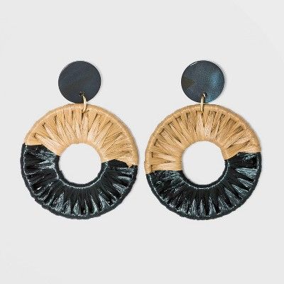 Shell Disc Post with Woven Raffia Drop Earrings - A New Day™ | Target