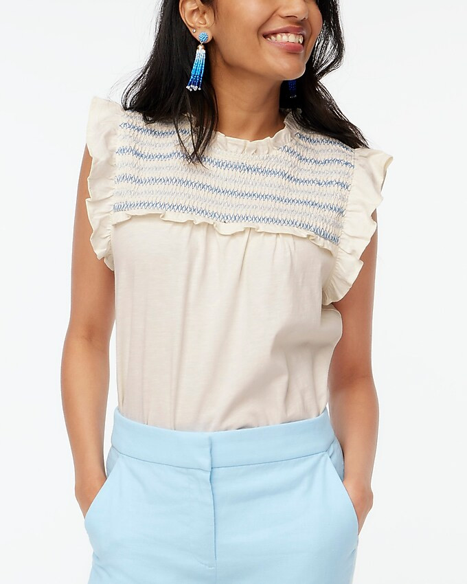 Ruffle-sleeve smocked top | J.Crew Factory