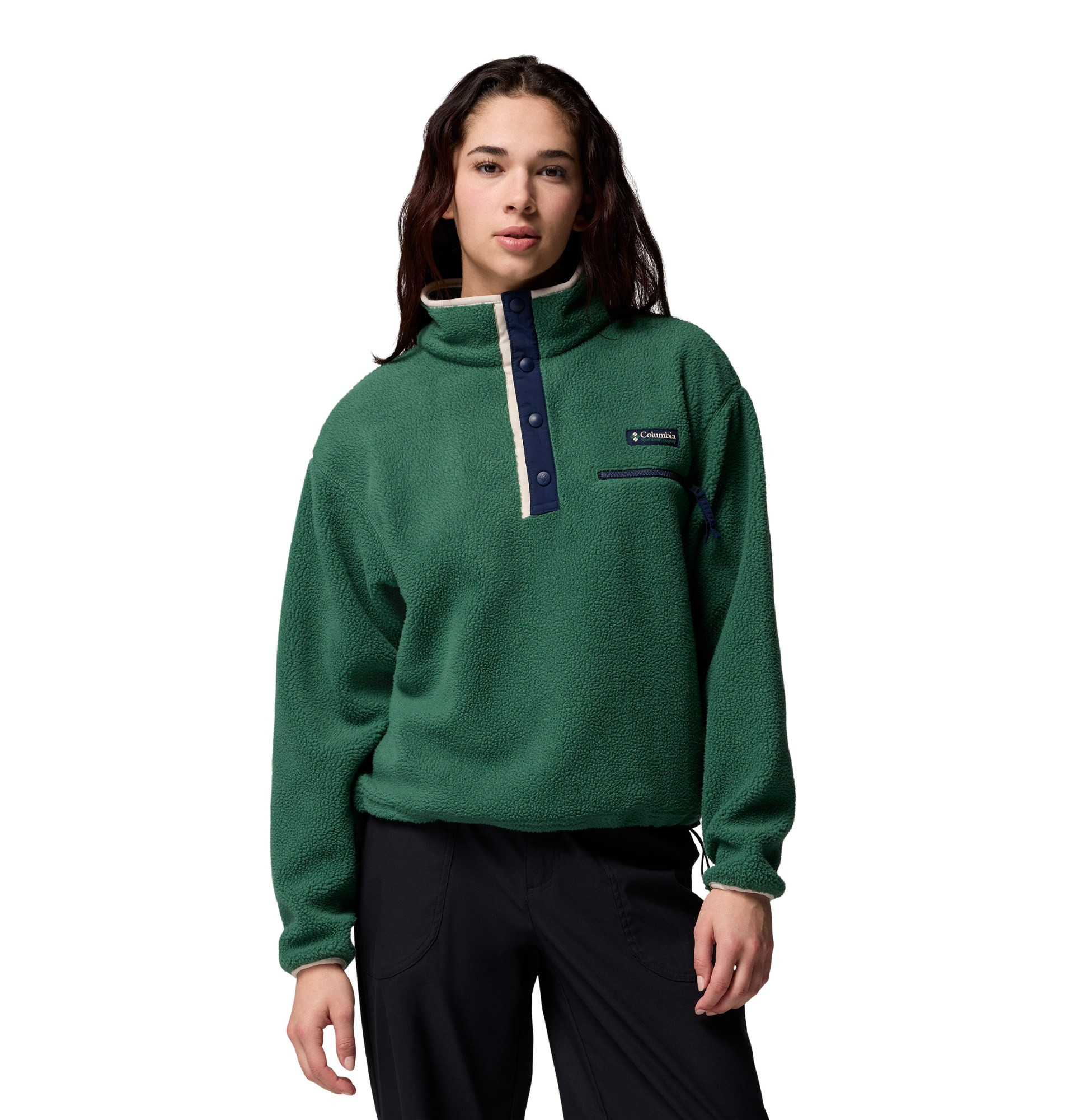 Columbia Women's Helvetia II Cropped Half-Snap Fleece Pullover Green 1X | REI