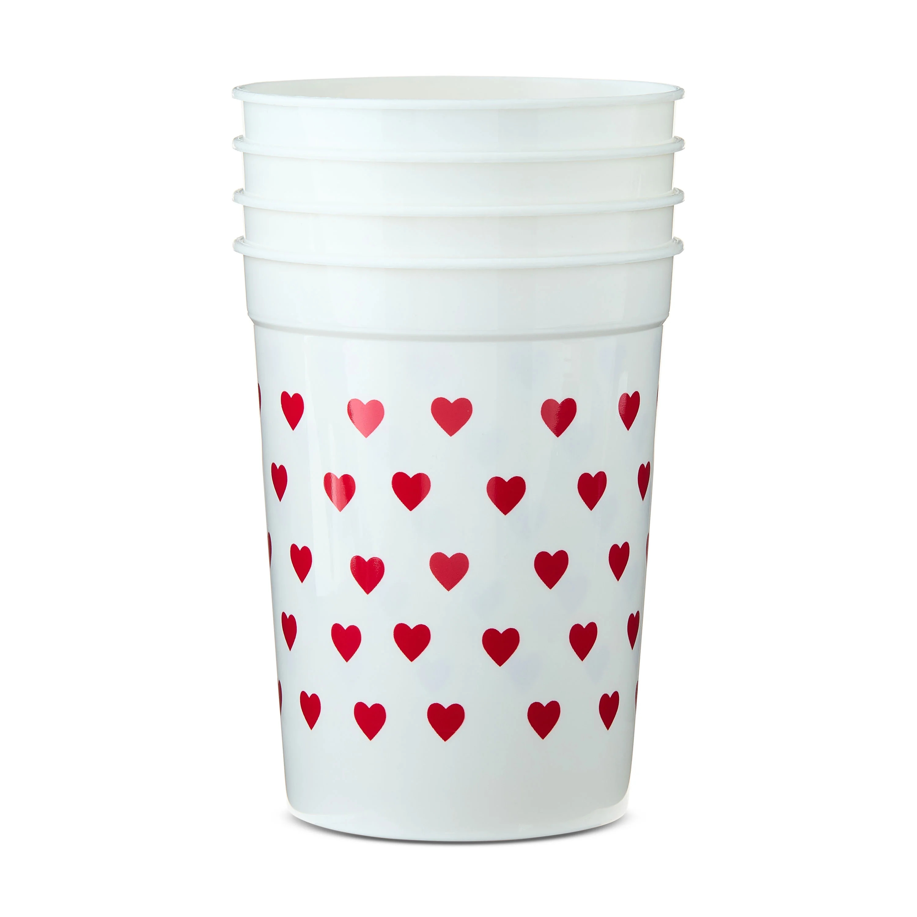Plastic Heart Cups, Red and White, 12 fl oz, 4 Count, Valentine's Day by Way To Celebrate | Walmart (US)