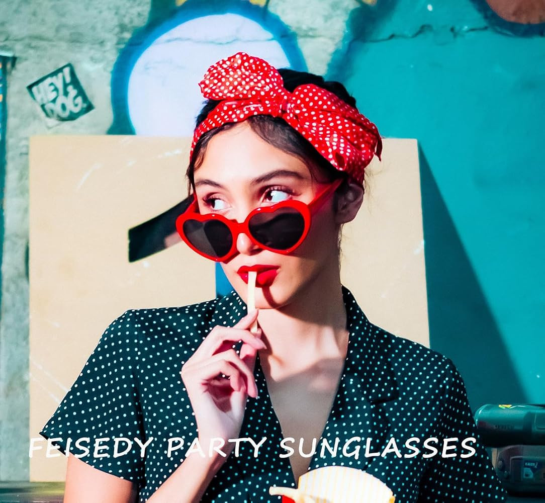 FEISEDY Polarized Heart Shaped Sunglasses Oversized Vintage Fashion Love Eyeglasses for Women UV4... | Amazon (US)
