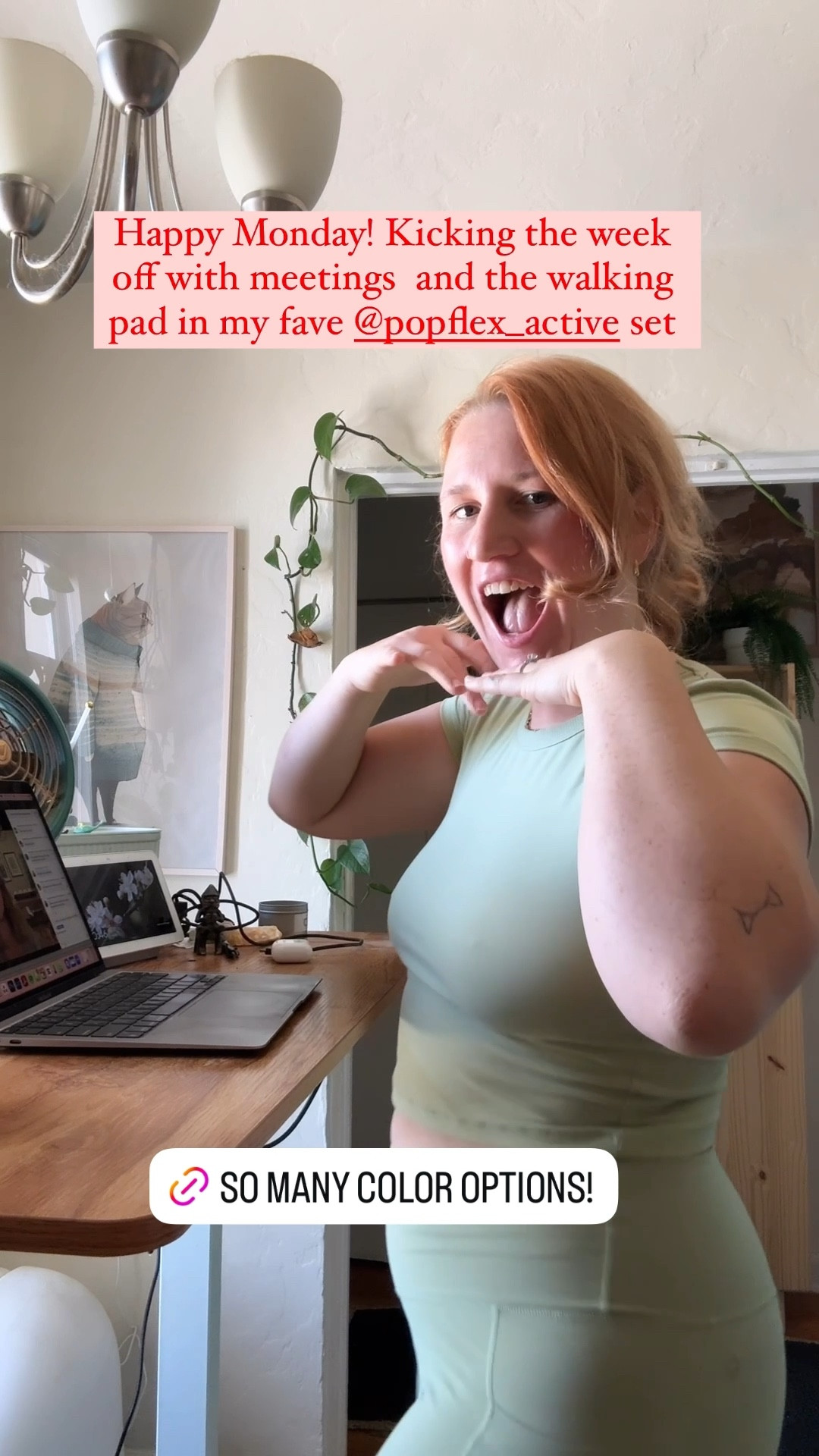 Happy Monday I'm getting a lot of steps in on my foldable walking pad wearing my favorite active wear from popflex it's great for curves. I'm a size 14 and it comes in a lot of colors. #popflex #walkingpad 

#LTKPlusSize #LTKMidsize #LTKActive