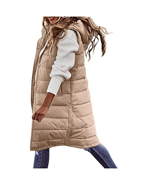 LUGOGNE Womens Puffer Vest Casual Knee Length Winter Jacket Dressy Solid Color Sleeveless Down Co... | Amazon (US)
