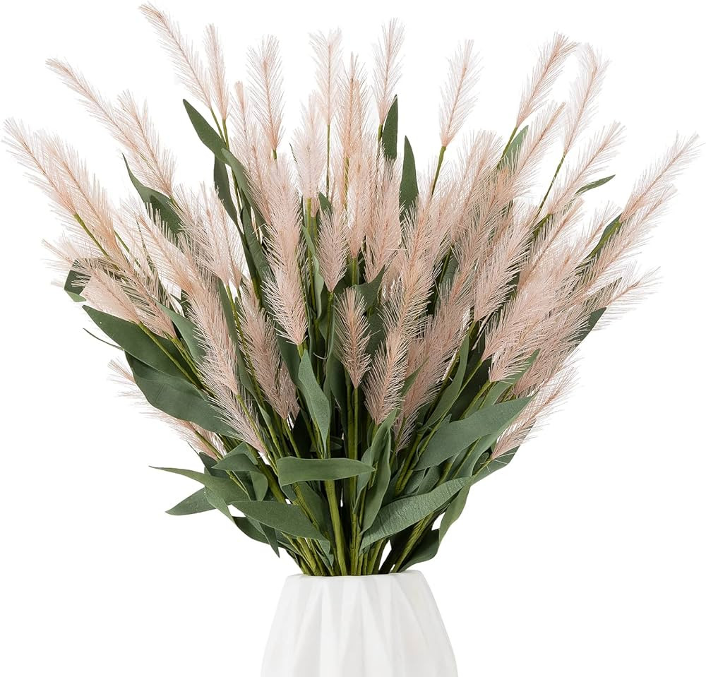 Artificial Foxtail Grass, Faux Rabbit Tail Grass Bouquets,Fake Pampass Botanical Greenery Airy He... | Amazon (US)