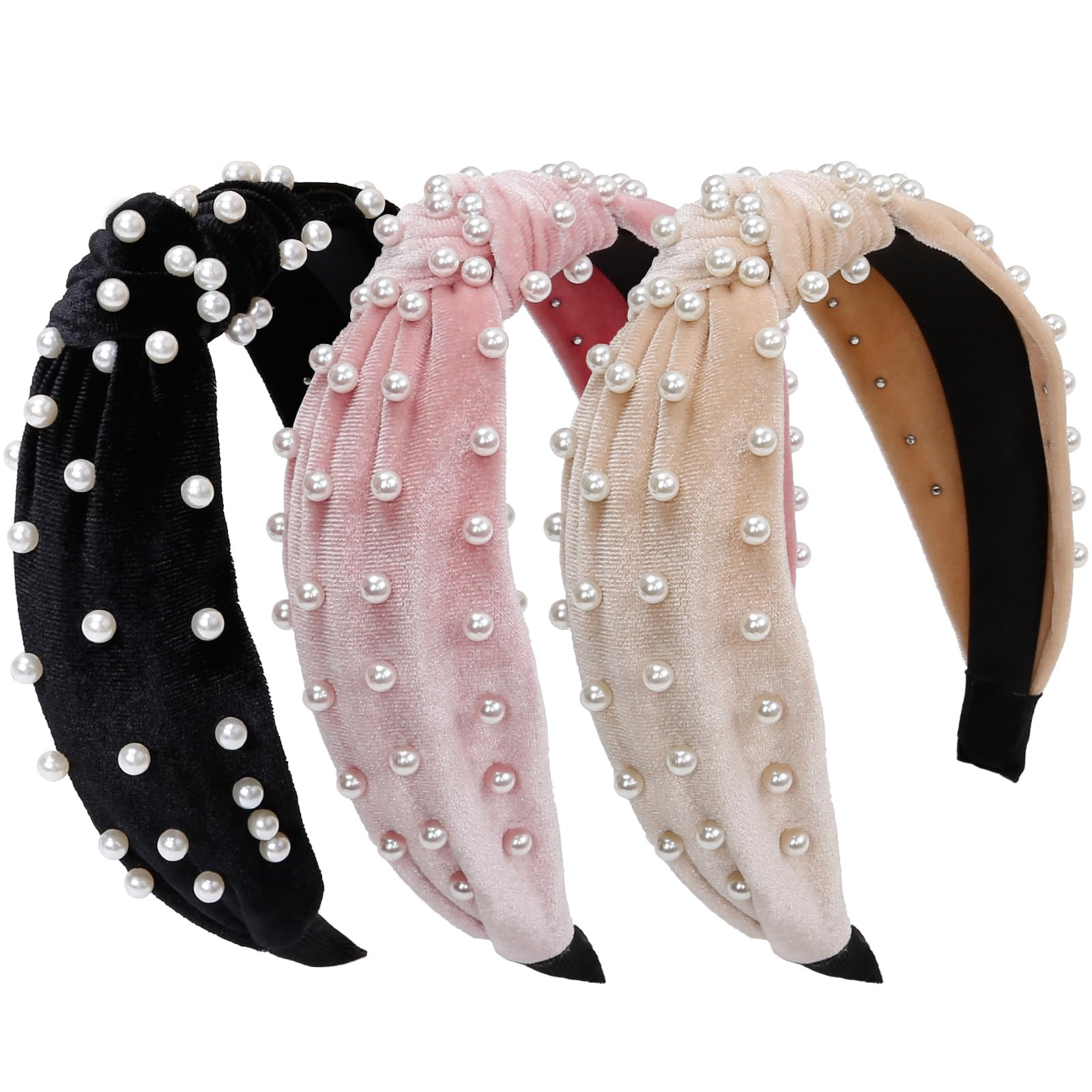 Pearl Knotted Headbands for Women Top Knot Head Bands Wide Headband for Women’s Hair Fashion Th... | Amazon (US)