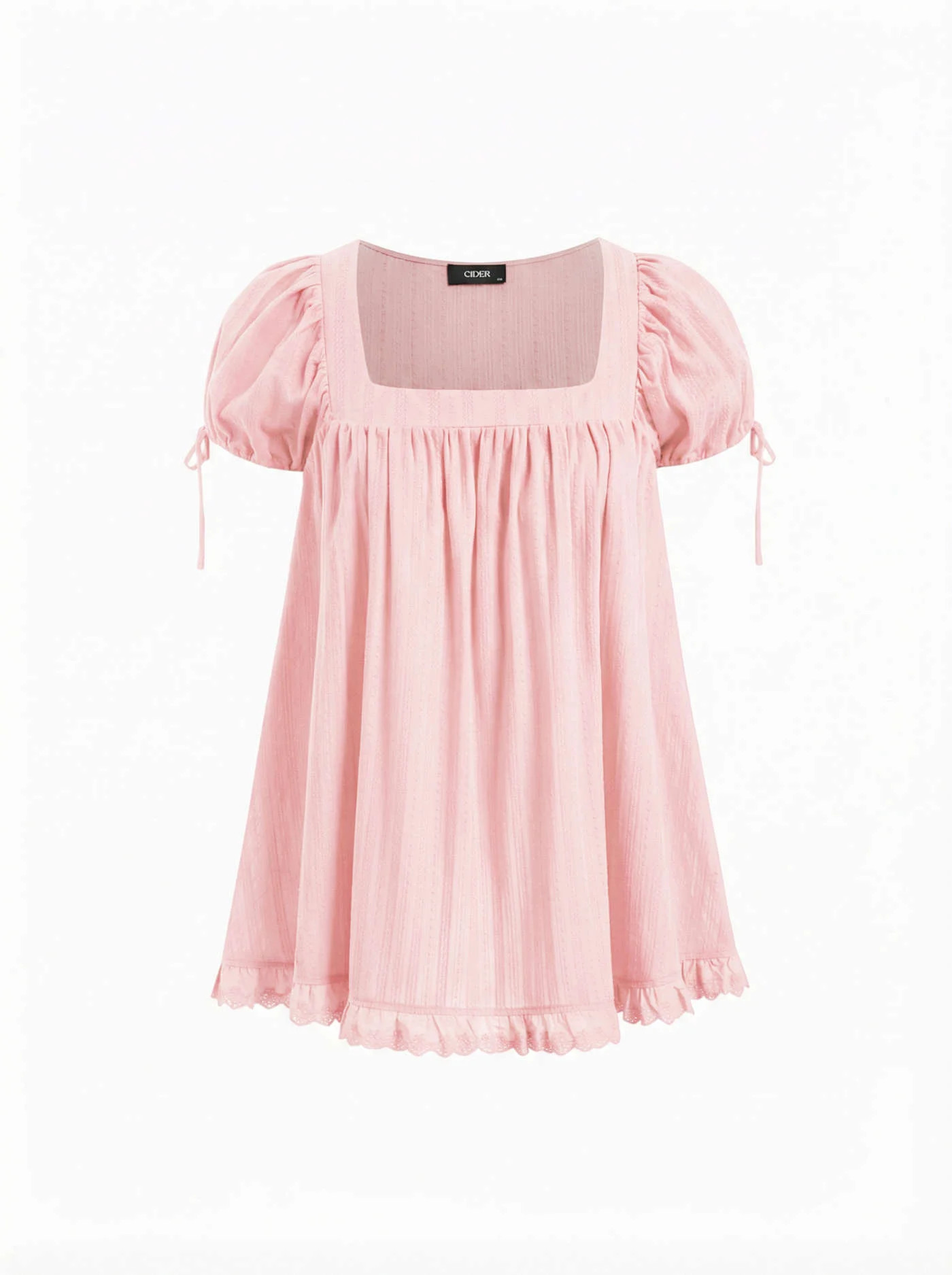 Cotton-blend Square Neck Ruffle Knotted Oversized Blouse Curve & Plus | Cider