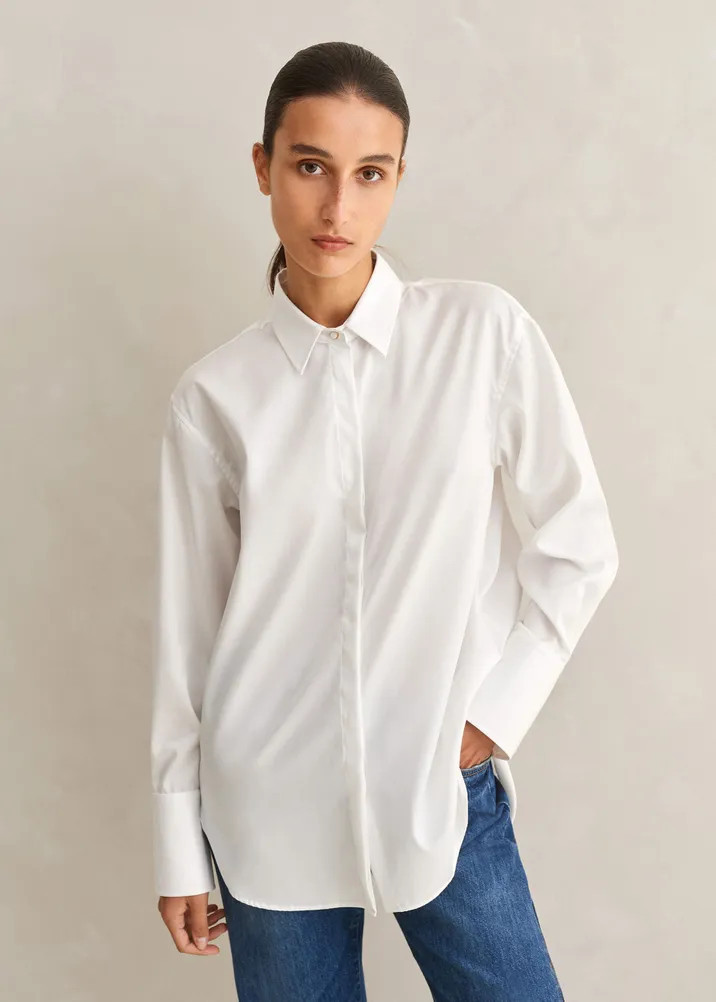 Crease Less Cotton Relaxed Boyfriend Shirt | ME+EM Global (Excluding US)