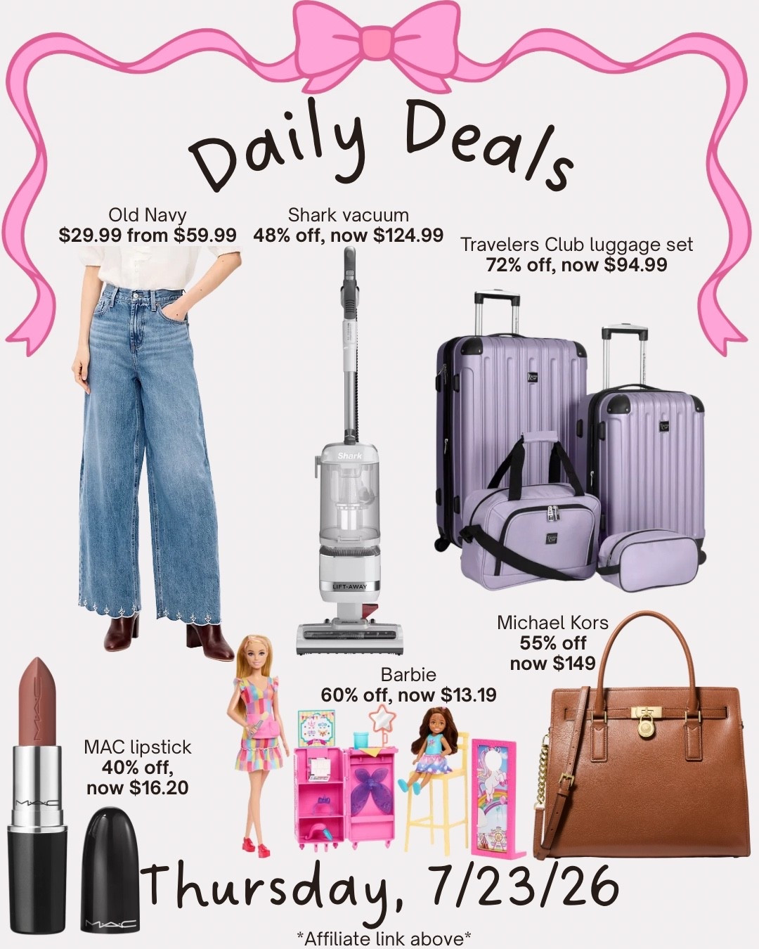 Daily deals

#LTKSaleAlert #LTKTravel #LTKSeasonal