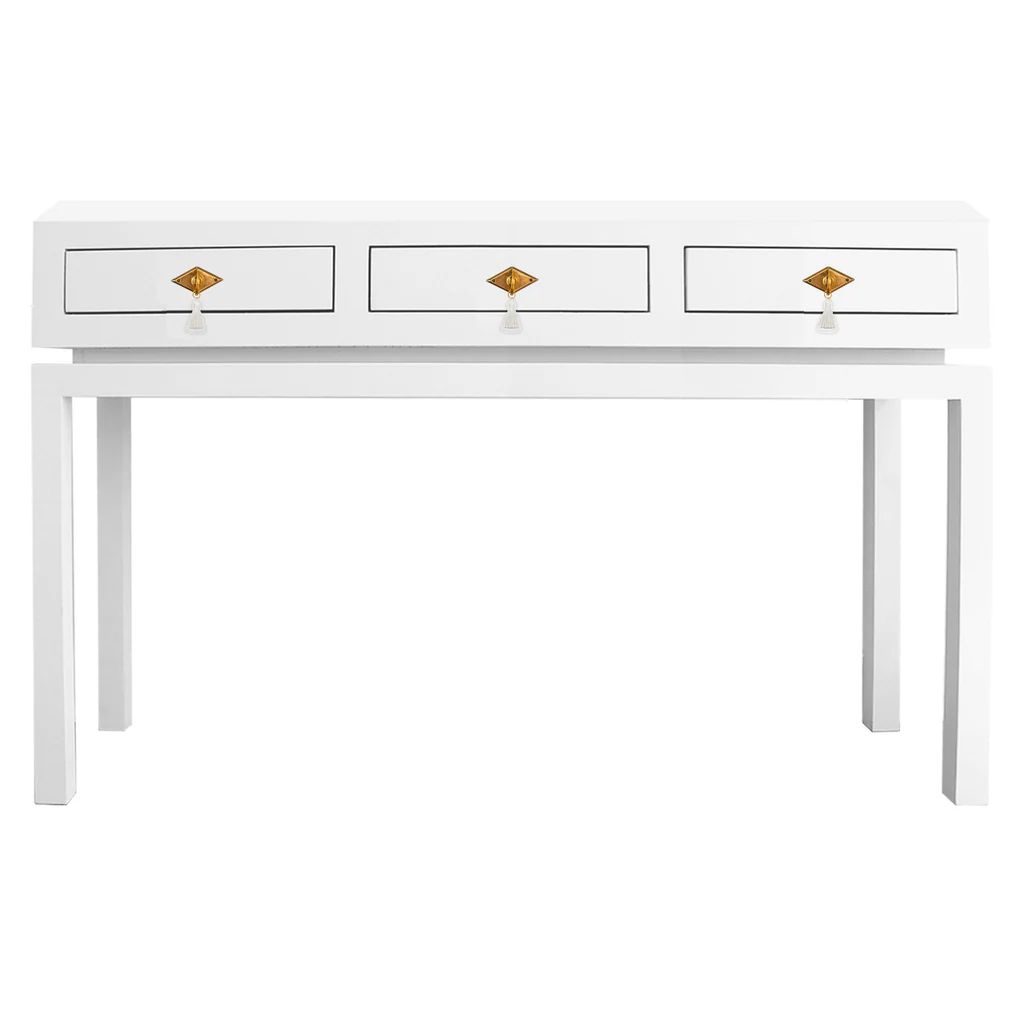 Hamilton Large Console Table with Brass Diamond Tassel Hardware | Lo Home by Lauren Haskell Designs