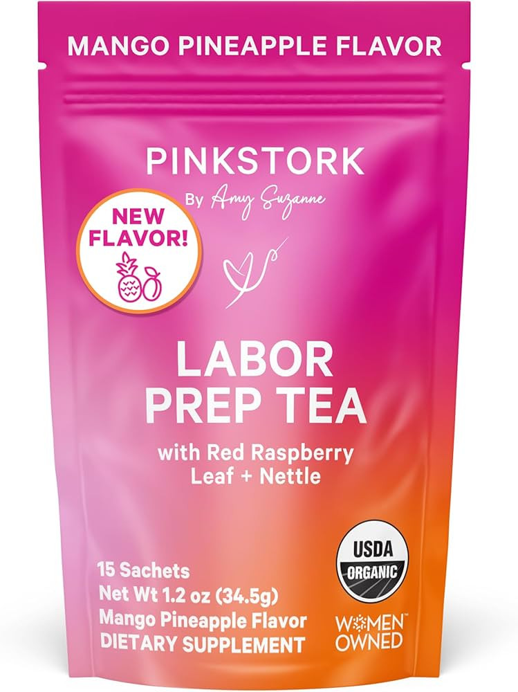 Pink Stork Organic Red Raspberry Leaf Labor Prep Tea - Mango-Pineapple with Nettle, and Moringa -... | Amazon (US)