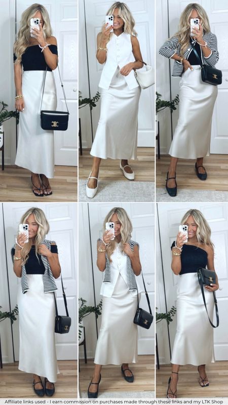 6 ways to style a slip skirt using only 3 tops!