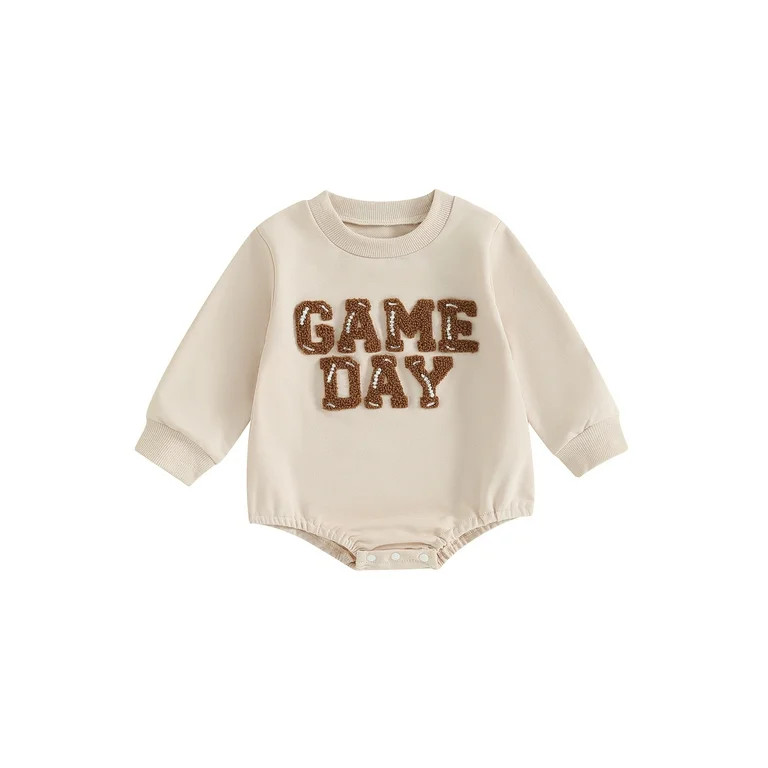 Baby Boy Girl Football Outfit Game Day Onesie Football Romper Pullover Oversized Sweatshirt Fall ... | Walmart (US)