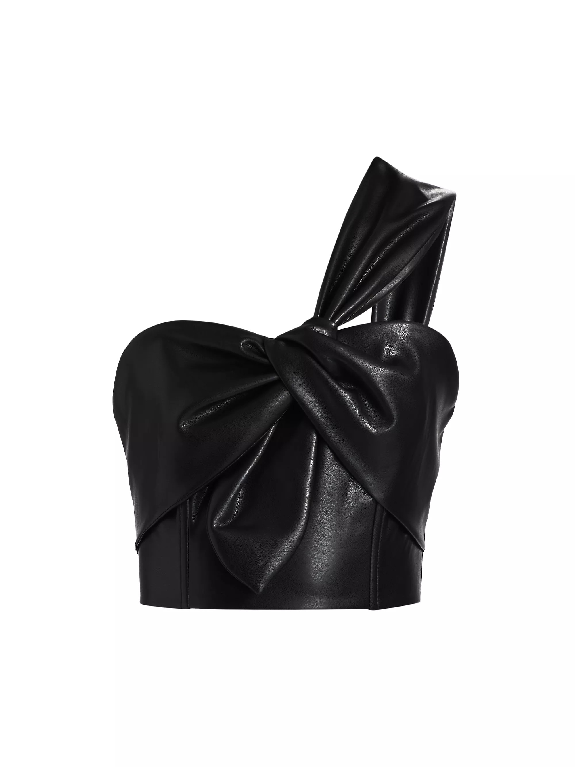 Twist Faux Leather One-Shoulder Top | Saks Fifth Avenue