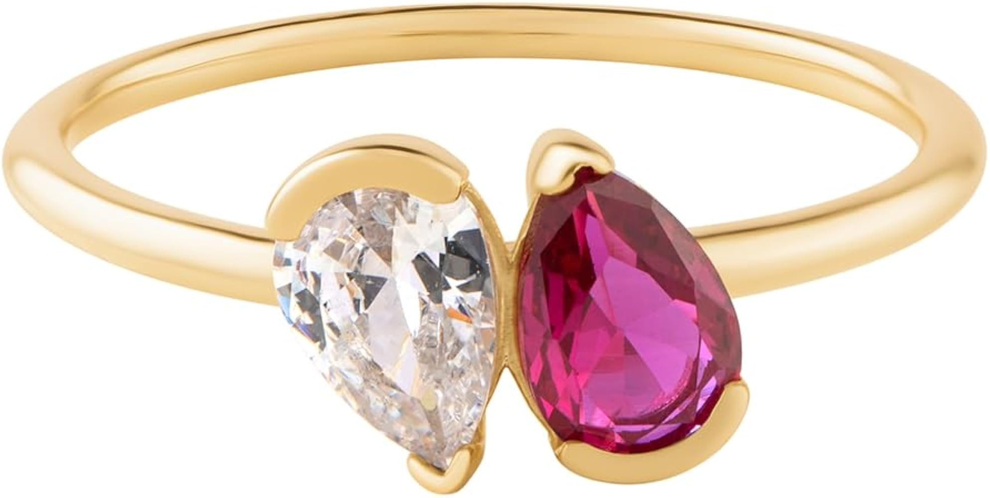 CAITLYNMINIMALIST 18K Gold Plated Sterling Silver Rose Gold Custom Toi et Moi Duo Birthstone CZ G... | Amazon (US)
