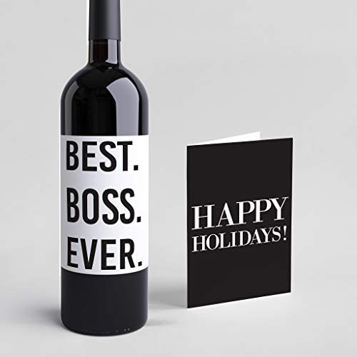 Best Boss Ever Present Holiday Card + Wine Label Funny Boss Gift Wine Bottle Labels | Christmas G... | Amazon (US)