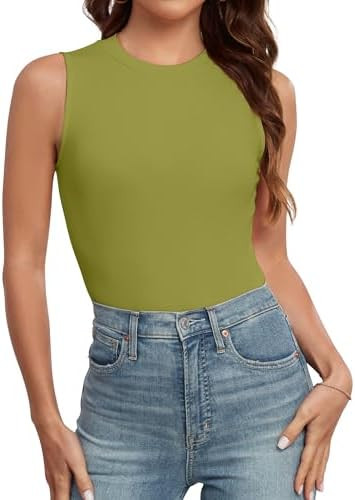 AUHEGN Tank Tops for Women Summer Sleeveless Racerback Casual Basic Ribbed Slim Fitted Shirts | Amazon (US)