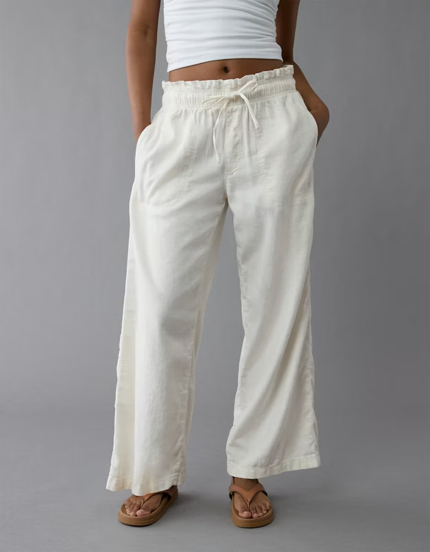AE Dreamy Drape Linen-Blend Pull-On Pant | American Eagle Outfitters (US & CA)