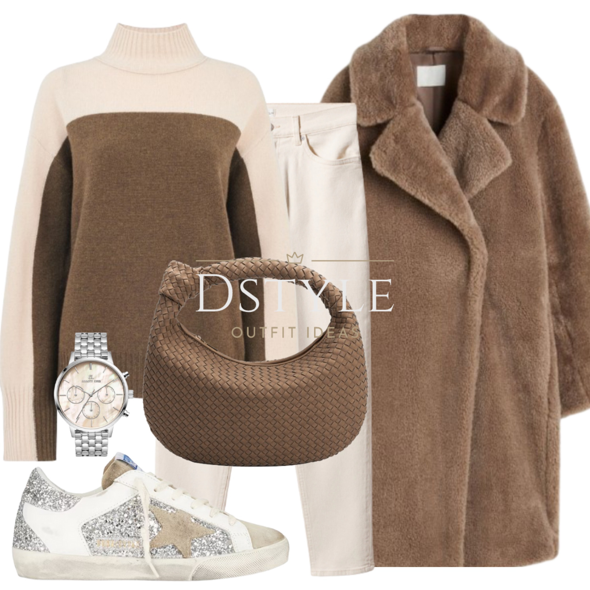 Winter vibes perfected: woolen beige color block sweater, paired with white mom fit jeans and a fluffy brown coat. Grounded in style with Golden Goose sneakers in silver, white, and taupe, plus a trendy woven hobo bag. ❄️👜 #NeutralElegance #WinterStyle #OOTD

#LTKfindsunder50 #LTKSeasonal #LTKshoecrush
