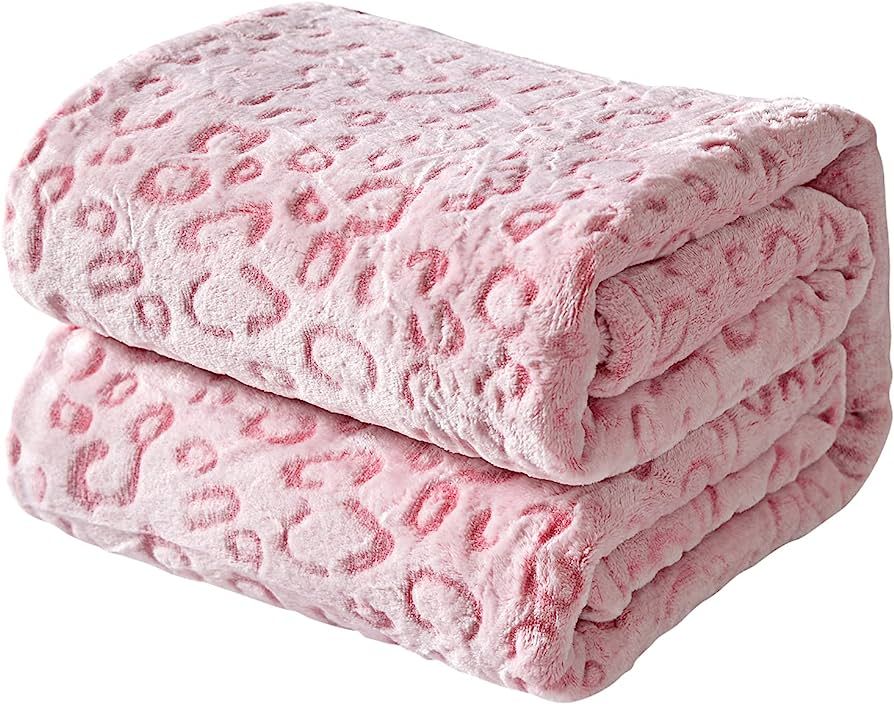 FY FIBER HOUSE Flannel Fleece Leopard Print Throw Blanket, Super Soft Lightweight Queen Size Beds... | Amazon (US)