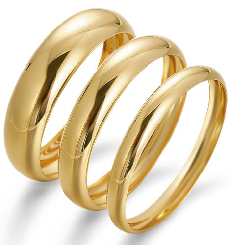 Chunky Gold Bangle Bracelets for Women, Dainty 14k Gold Plated Big Stackable Bangles Set, Trendy Cuff Bracelet Stack Fashion Jewelry Gifts (A1-gold) | Amazon (US)