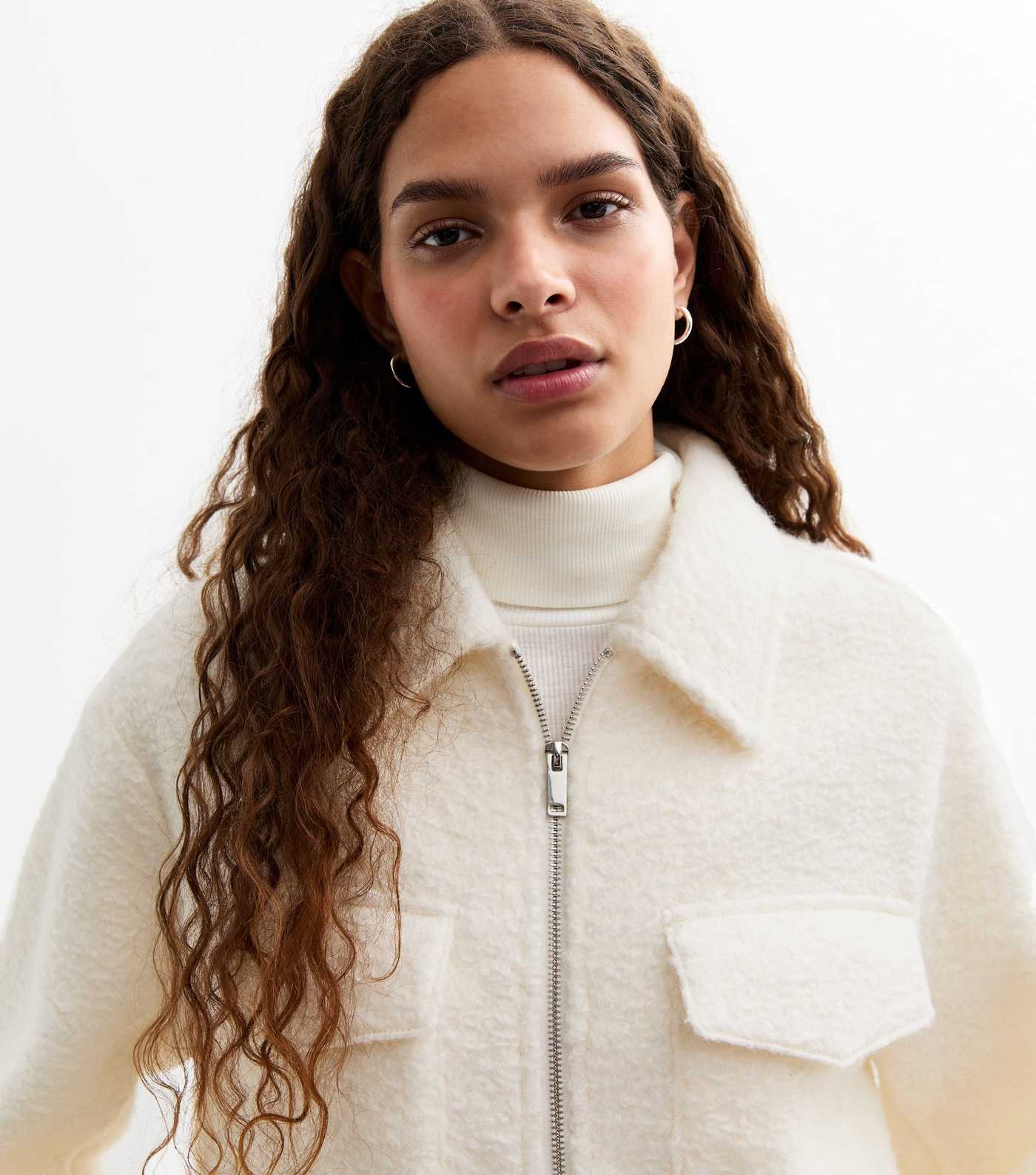 Cream Textured Zip Up Short Jacket | New Look | New Look (UK)