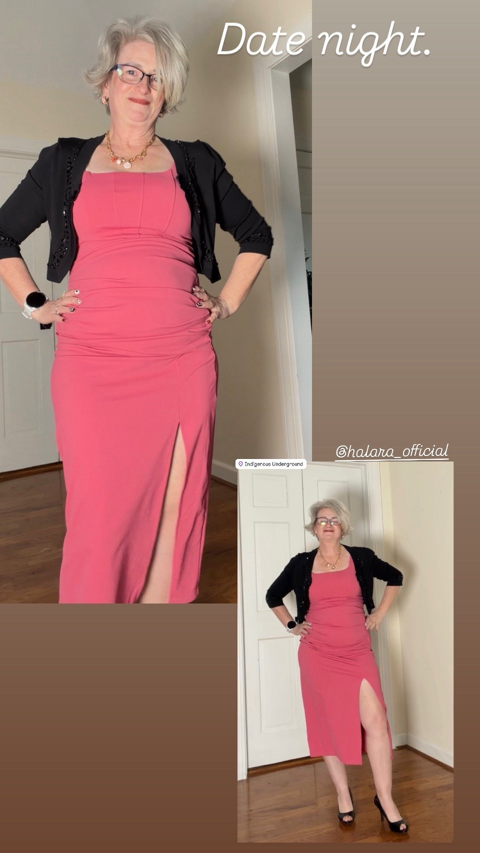 Date night hits different when it’s Valentines Day! Showing a little bit of the runner leg 😉