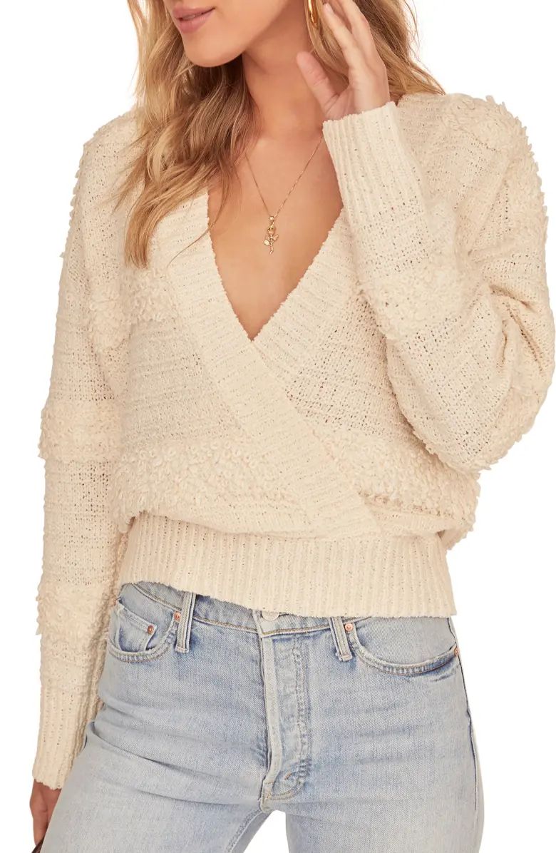 Madeline Wrap Front Mix Stitch Sweater | Nordstrom