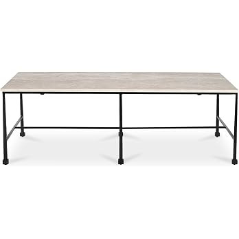 Tylienne Coffee Table, Italian Botticino Marble, Hammered Blackened Iron Base | Amazon (US)