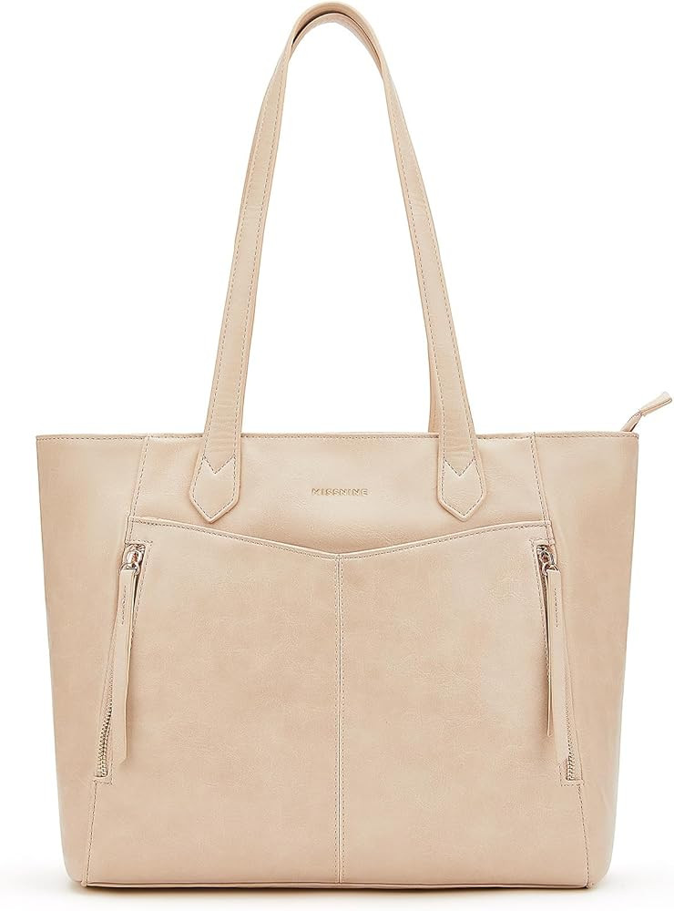 Missnine Tote Bag for Women with Zipper, Leather Purse and Handbags, Ladies Top-handle Shoulder B... | Amazon (US)