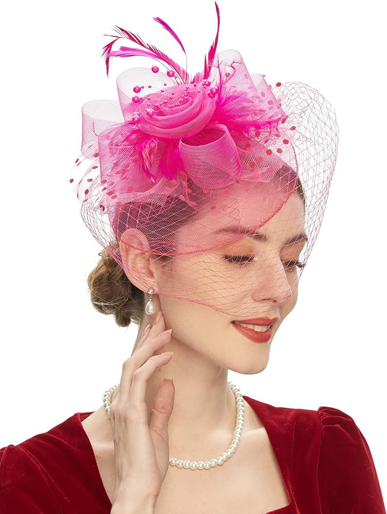 Cizoe Kentucky Derby Fascinators for Women High Tea Party Hat Wedding Cocktail Flower Headware wi... | Amazon (US)