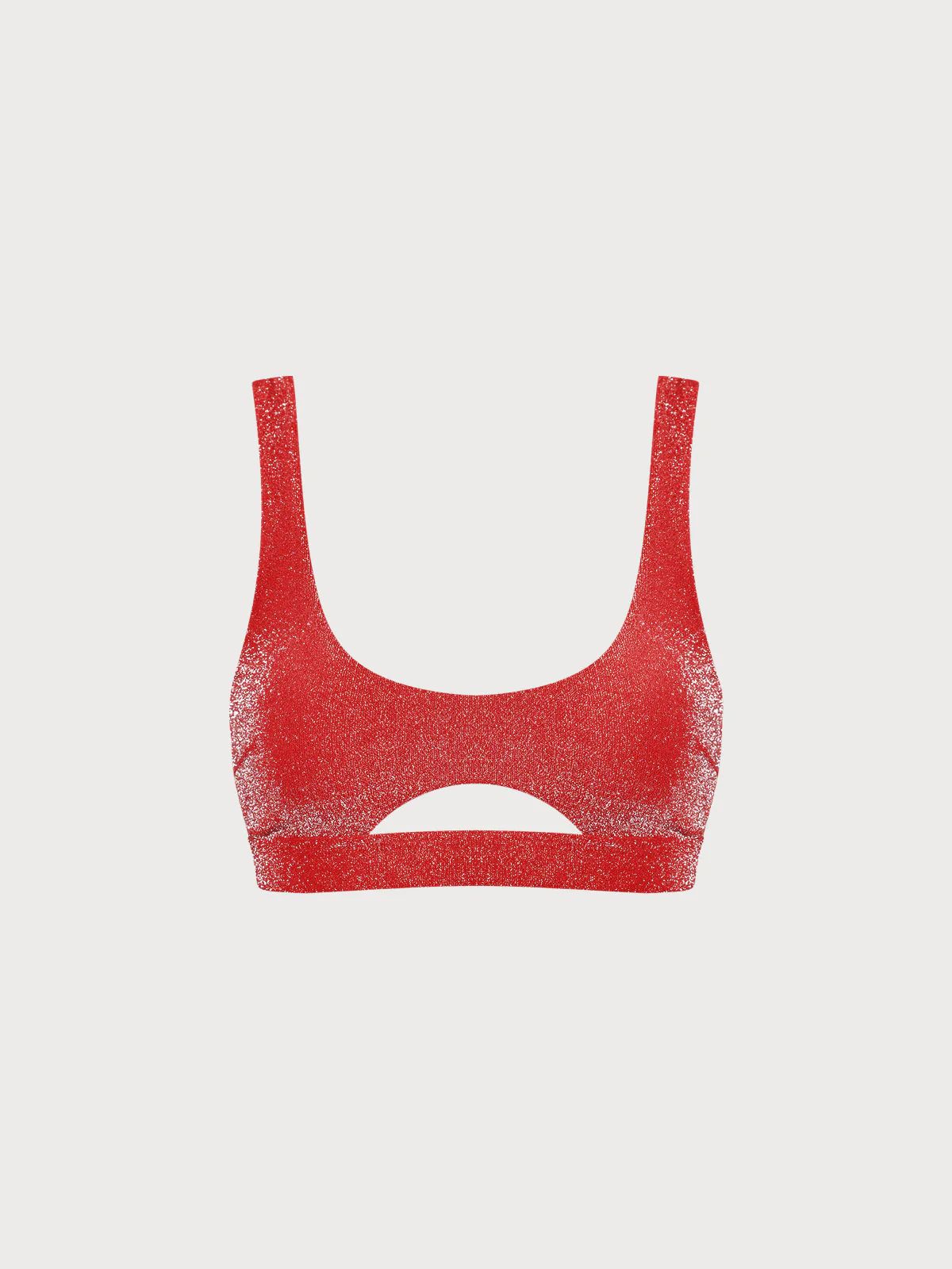 Lurex Cut Out Bikini Top & Reviews - Red - Sustainable Bikinis | BERLOOK | BERLOOK