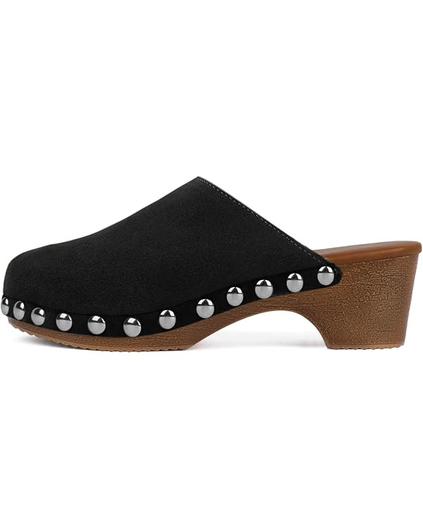KISSASA Women Clogs Studded Platform Mules Slip On Low Heels | Amazon (US)