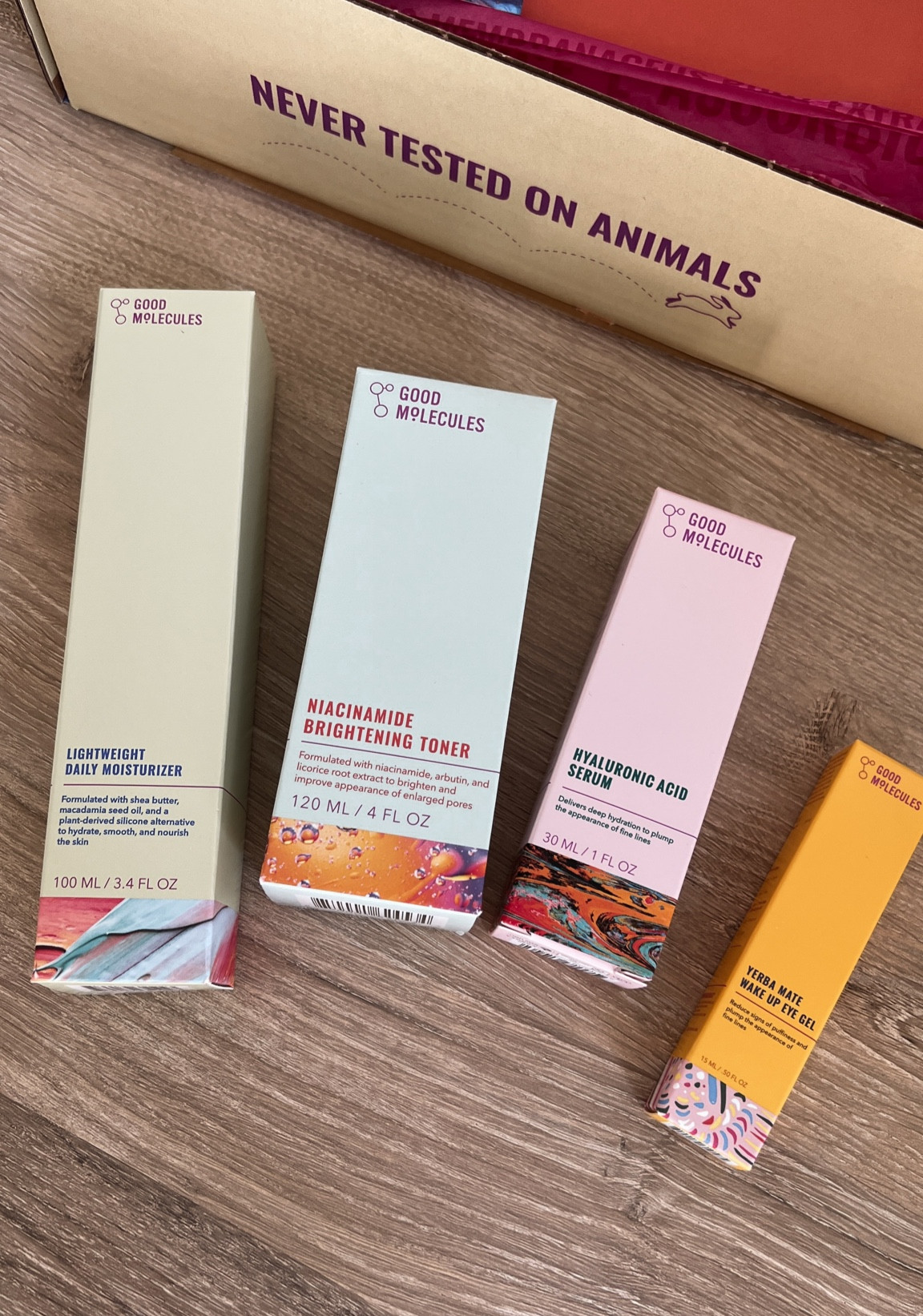 Good molecule products under $13 
Lightweight daily moisturizer 
Niacinamide brightening toner
Hyalironic Acid serum
Yerba mate wake up eye gel

#LTKHolidaySale #LTKfindsunder50 #LTKGiftGuide