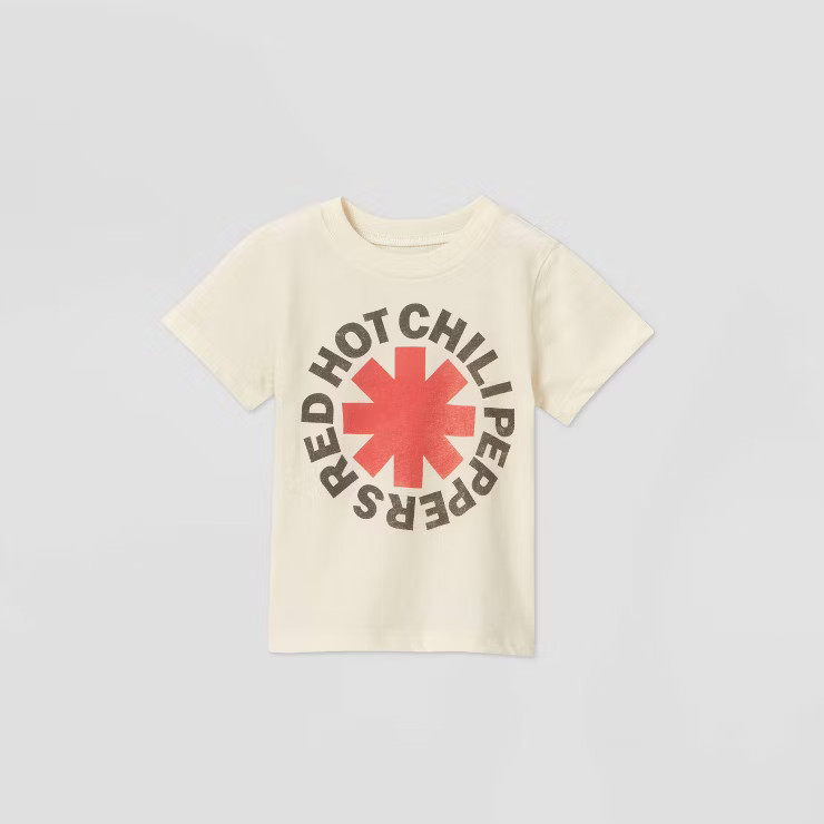 Toddler Boys' Red Hot Chili Peppers Short Sleeve T-Shirt - Beige | Target