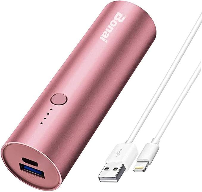 BONAI Portable Charger iPhone 5000mAh Power Bank Cylindrical Ultra-Compact External Backup Batter... | Amazon (US)