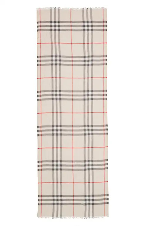 burberry Giant Check Print Wool & Silk Scarf in Stone at Nordstrom | Nordstrom