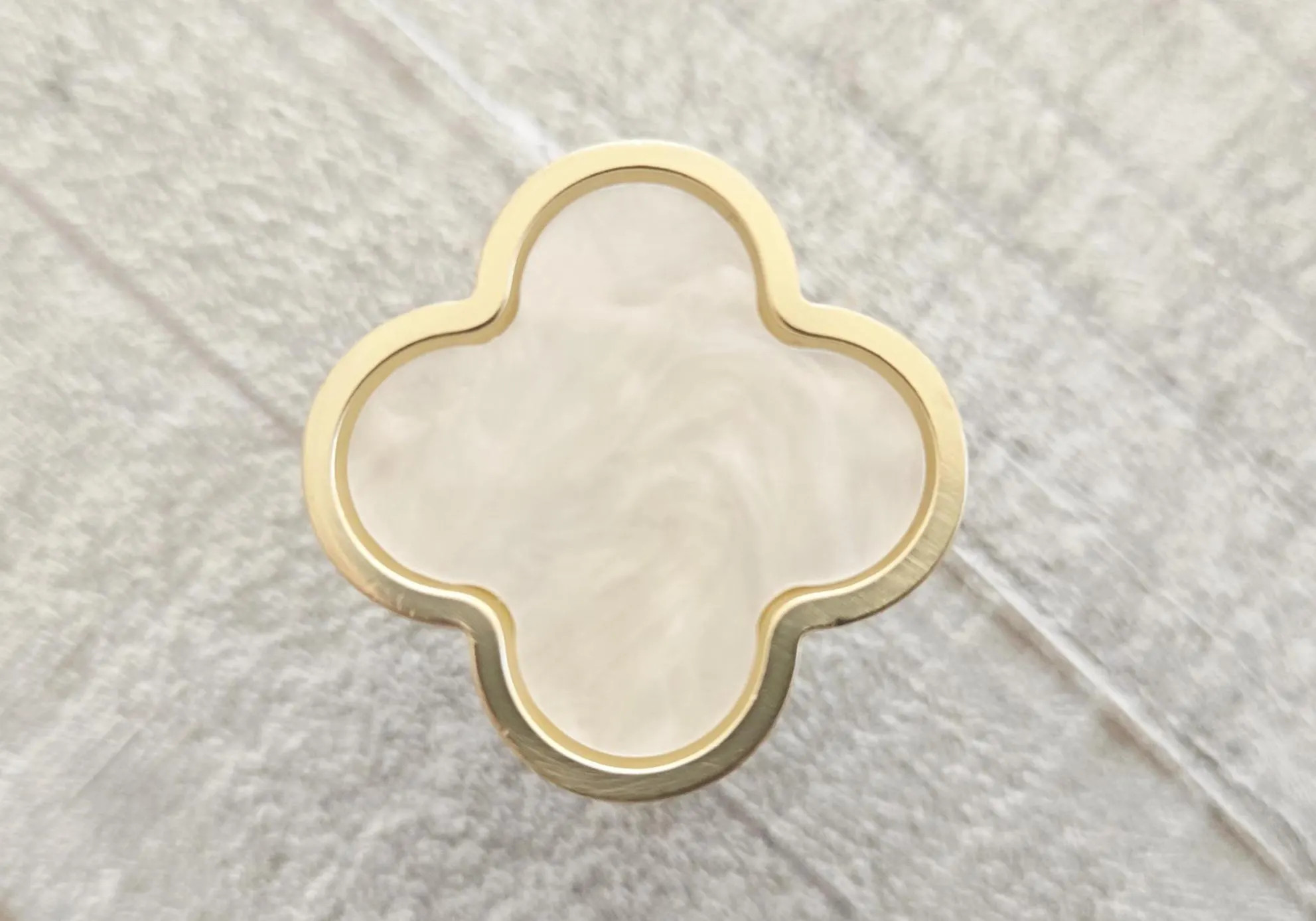White Clover Drawer Knobs, Gold Trim Dresser Pulls | Etsy (Global)