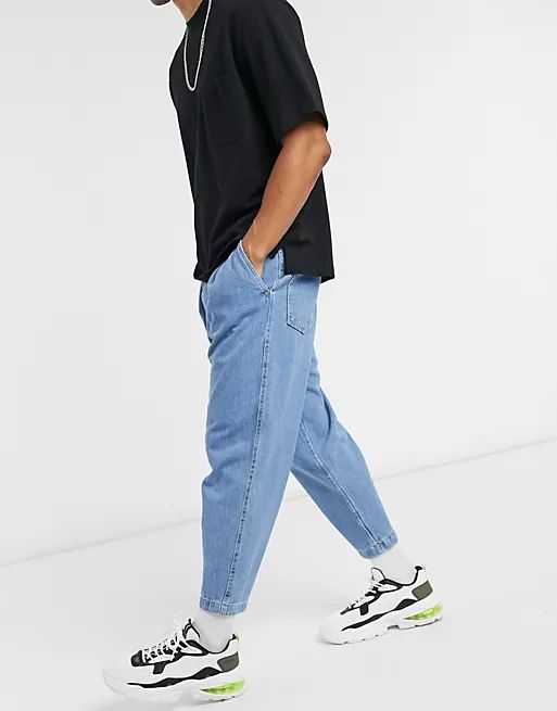 Bershka balloon fit jeans in blue | ASOS (Global)