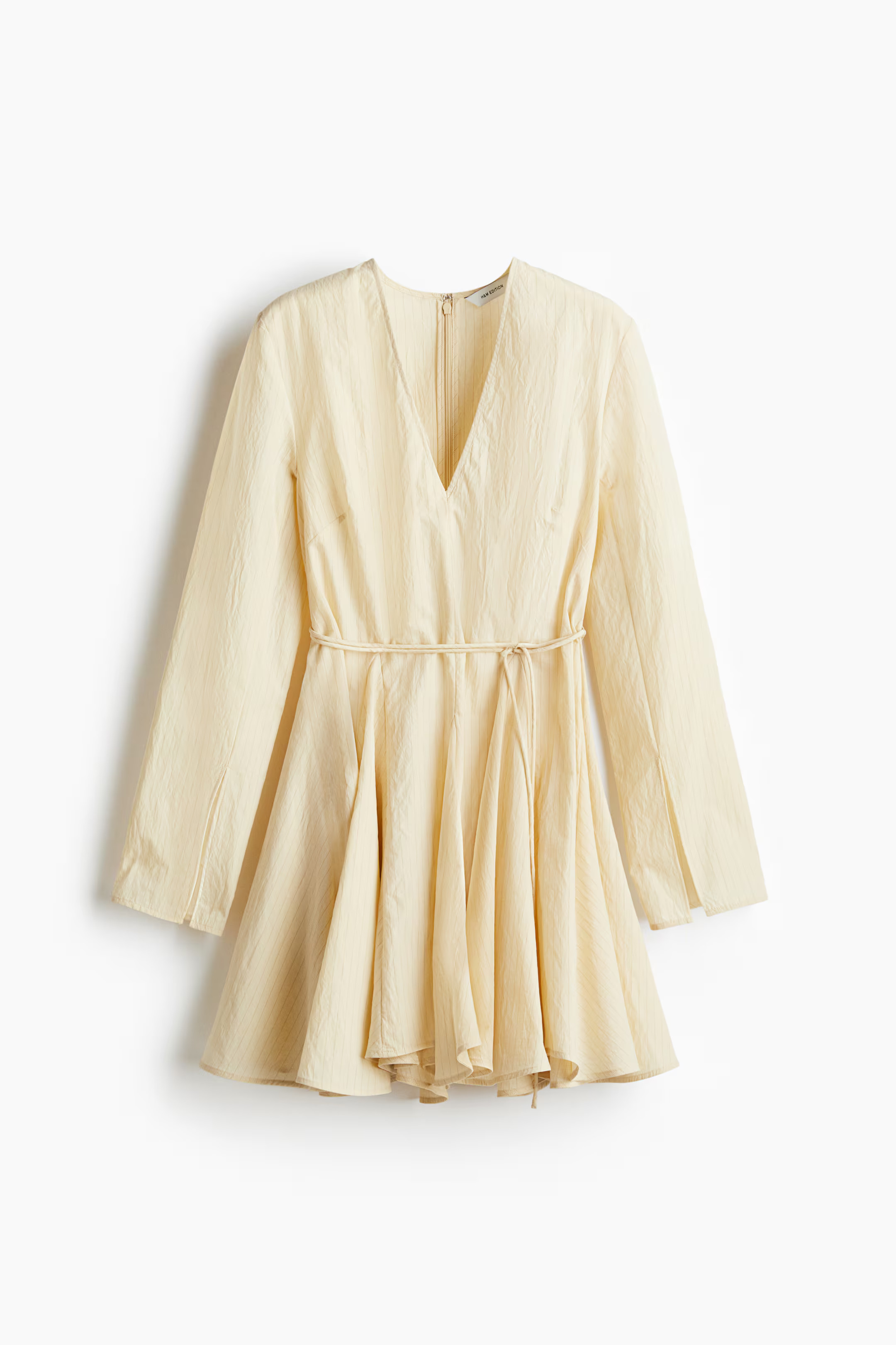 Flared-skirt dress - Pale yellow/Pinstriped - Ladies | H&M GB | H&M (UK, MY, IN, SG, PH, TW, HK)