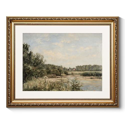 ARPEOTCY Vintage Gold Framed Wall Art Decor, Nature Landscape RiversideTrees Paintings, Victorian Wall Decor for Living Room Bedroom Bathroom, Canvas Prints Antique Frame Artwork, 13x16 inch | Amazon (UK)